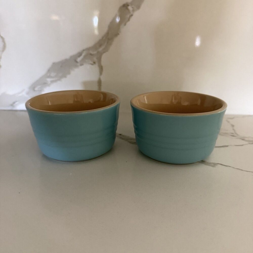 Caribbean Blue Le Creuset Ramekins Stackable 7 Oz Set Of 2
